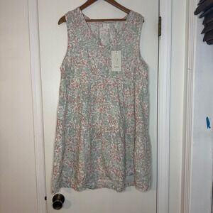 NWT Joie Womens XL Sleeveless Linen Floral Print Tiered Mini Dress